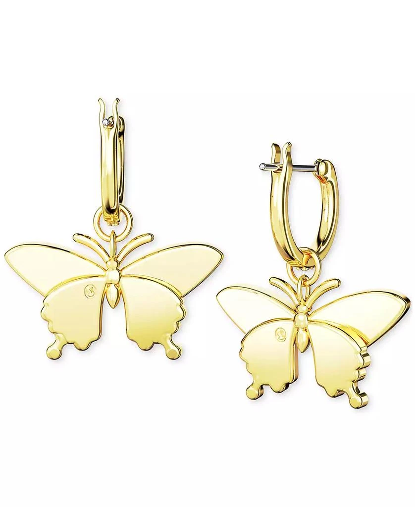 Swarovski Gold-Tone Multicolor Pavé Butterfly Charm Hoop Earrings 4