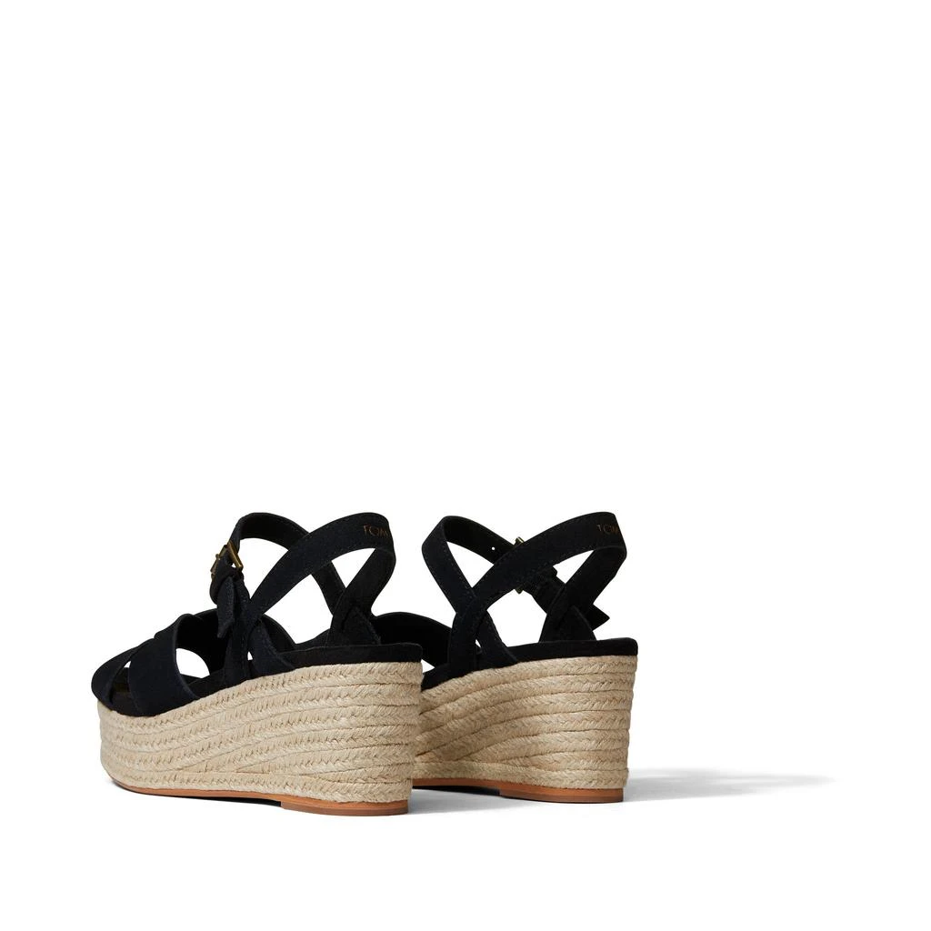 TOMS Shoes Willow Platform Sandal Black Suede 3