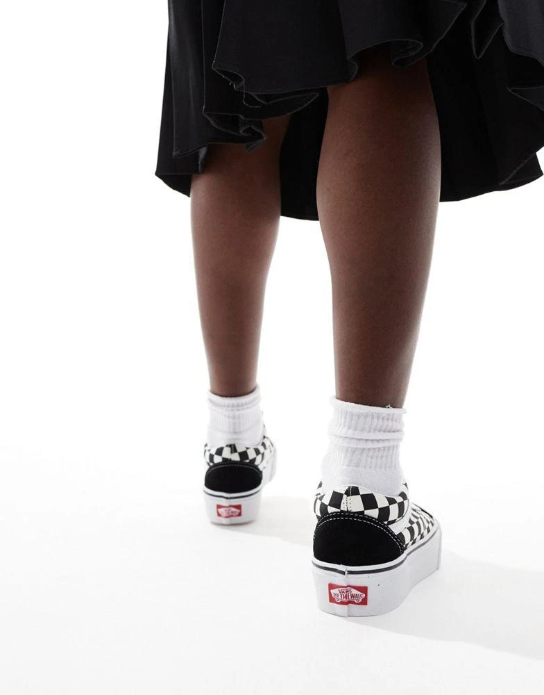 Vans Vans Checkerboard Old Skool Platform trainers in black and white 3