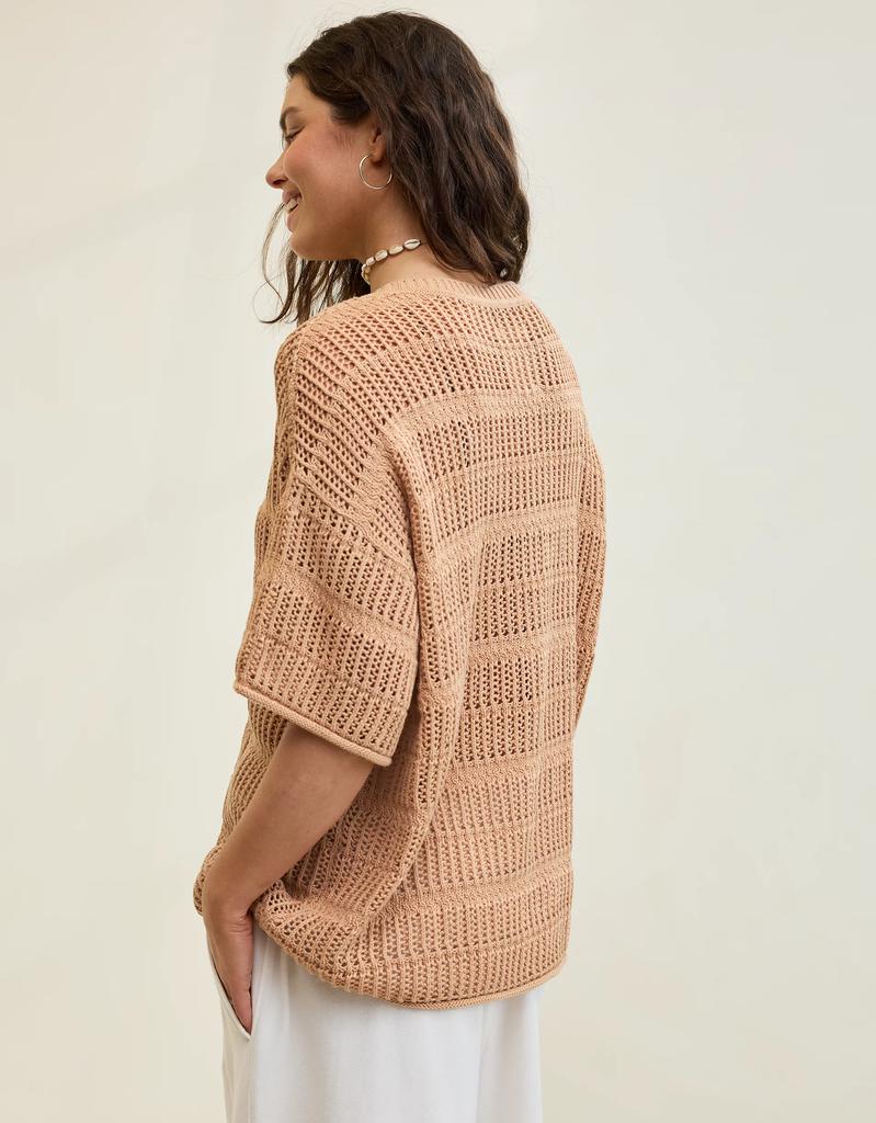 Aerie Aerie Crochet Oversized Short Sleeve Sweater