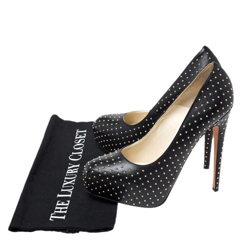 Brian Atwood Brian Atwood Black Leather Studded Platform Pumps Size 38.5 8