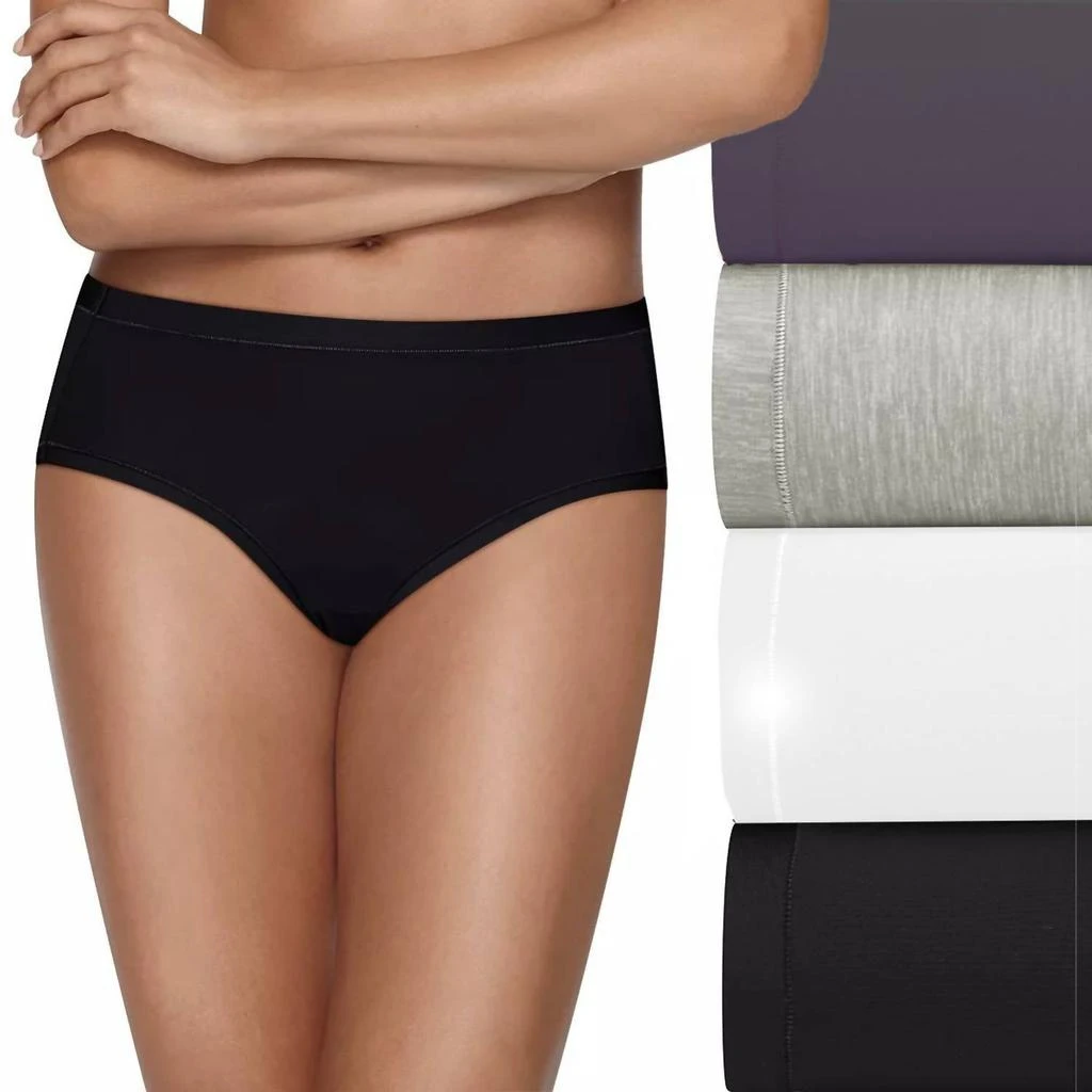 Hanes Hanes Womens Ultimate Cool Comfort 4-Pack Low Rise Briefs Panties Black/Blue/Multi-Color 1
