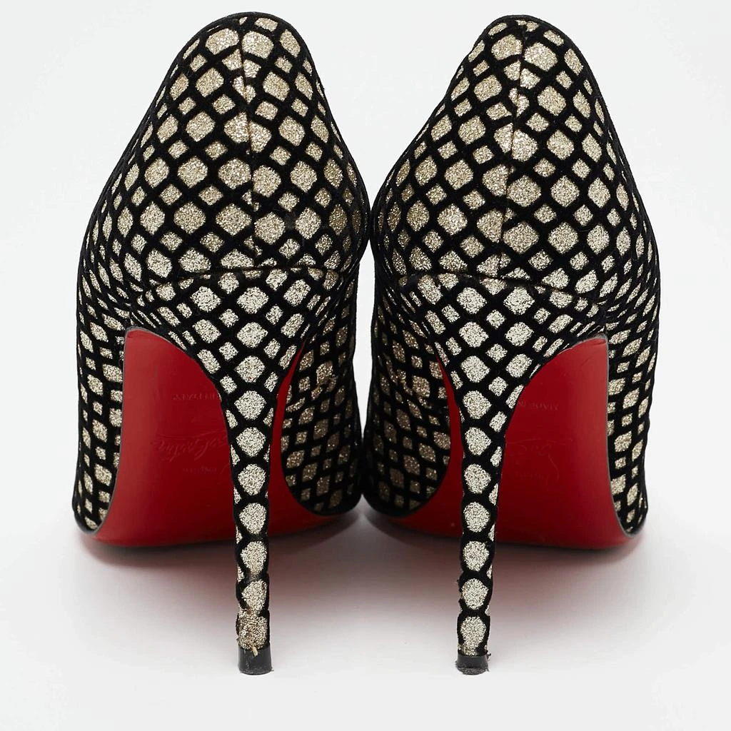 Christian Louboutin Christian Louboutin Black/Gold Glitter and Patent Leather Geo Pumps Size 36 5