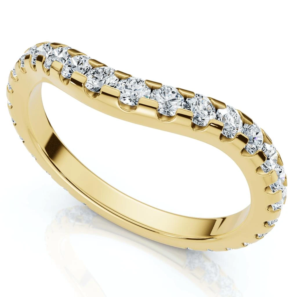 Pompeii3 3/4Ct Curved Pave Diamond Wedding Anniversary Ring 14k Gold Lab Grown