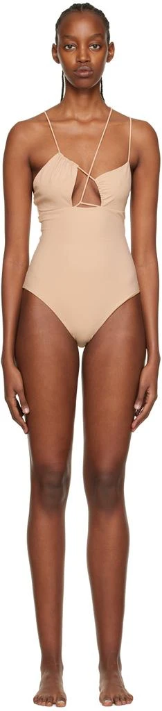Nensi Dojaka SSSENSE Exclusive Beige Strappy One-Piece 1