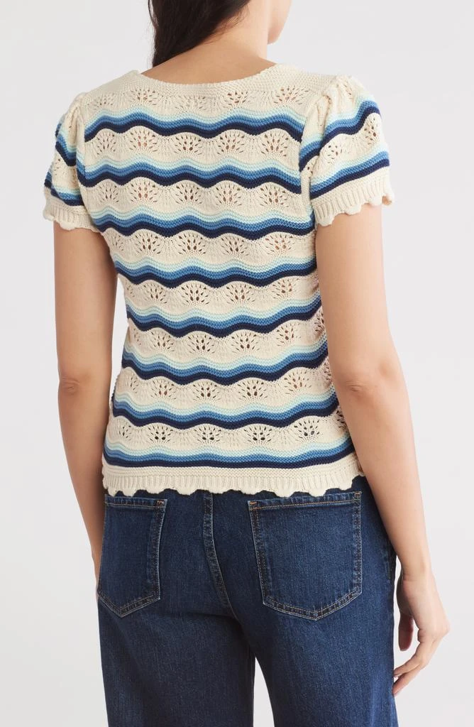 DR2 by Daniel Rainn Wavy Stripe Short Sleeve Crop Sweater 2