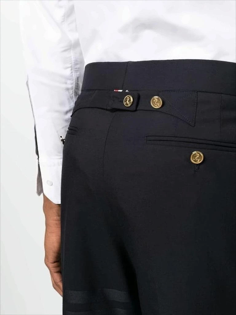 Thom Browne Cropped Black Wool Suit Pants with Gold Anchor Buttons 5