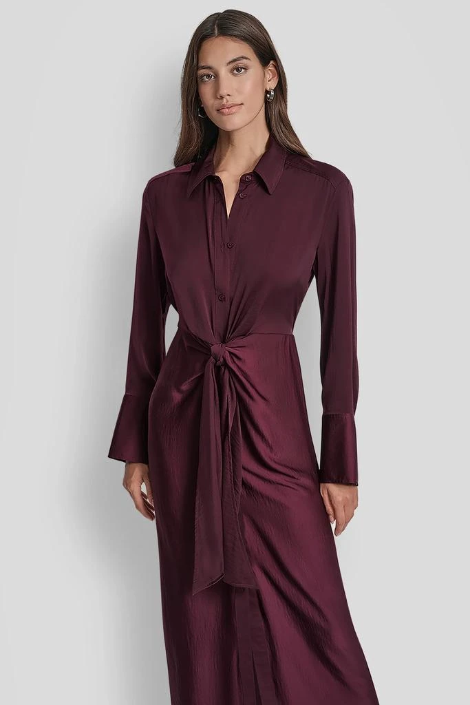 chinese dress ladies Garment Dye Long Sleeve Button Front Shirt Dress | Shirt Dress main image 0