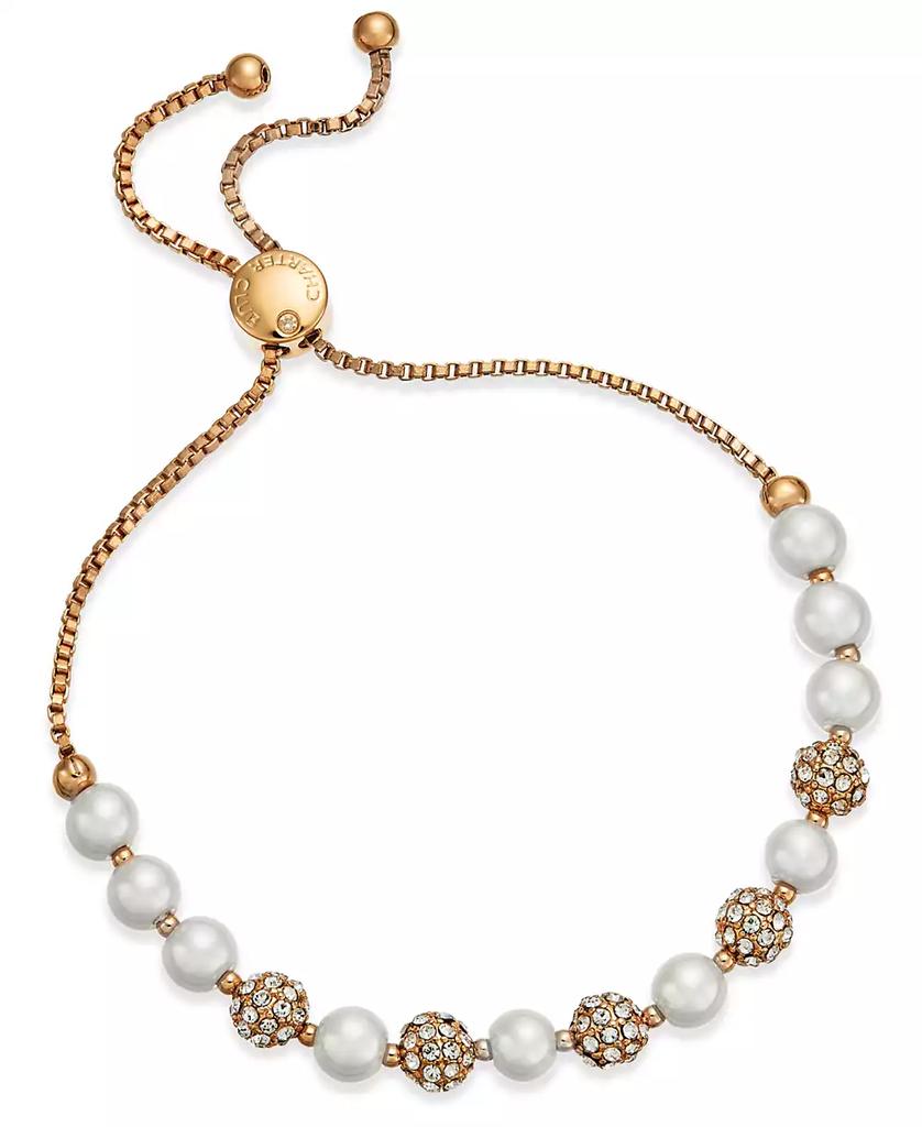 Charter Club Pavé & Imitation Pearl Slider Bracelet, Created for Macy's