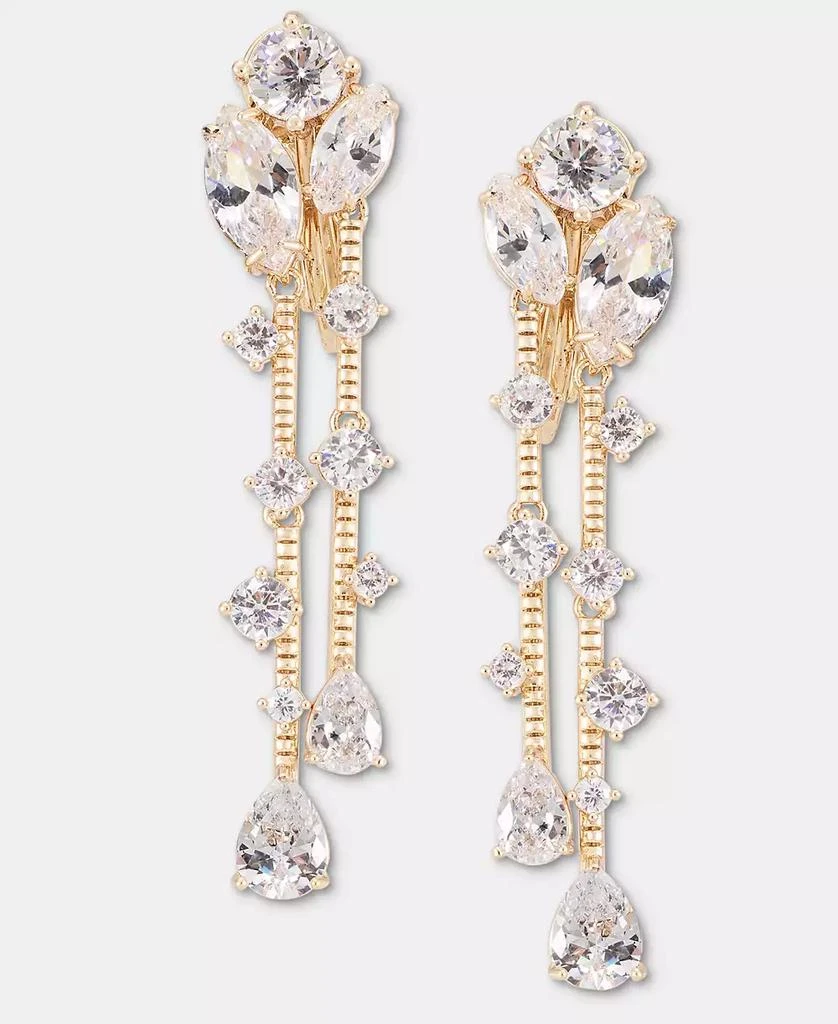 Anne Klein Crystal Cluster Clip-On Linear Drop Earrings