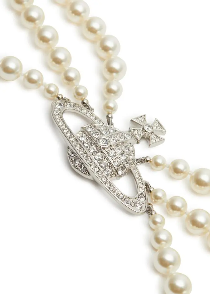 Vivienne Westwood Three Row Bas Relief faux pearl choker 3