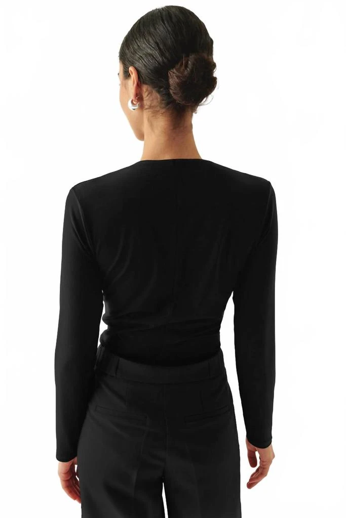 EXQUISE Meilani V-Neck Long Sleeve Bodysuit In Black 2