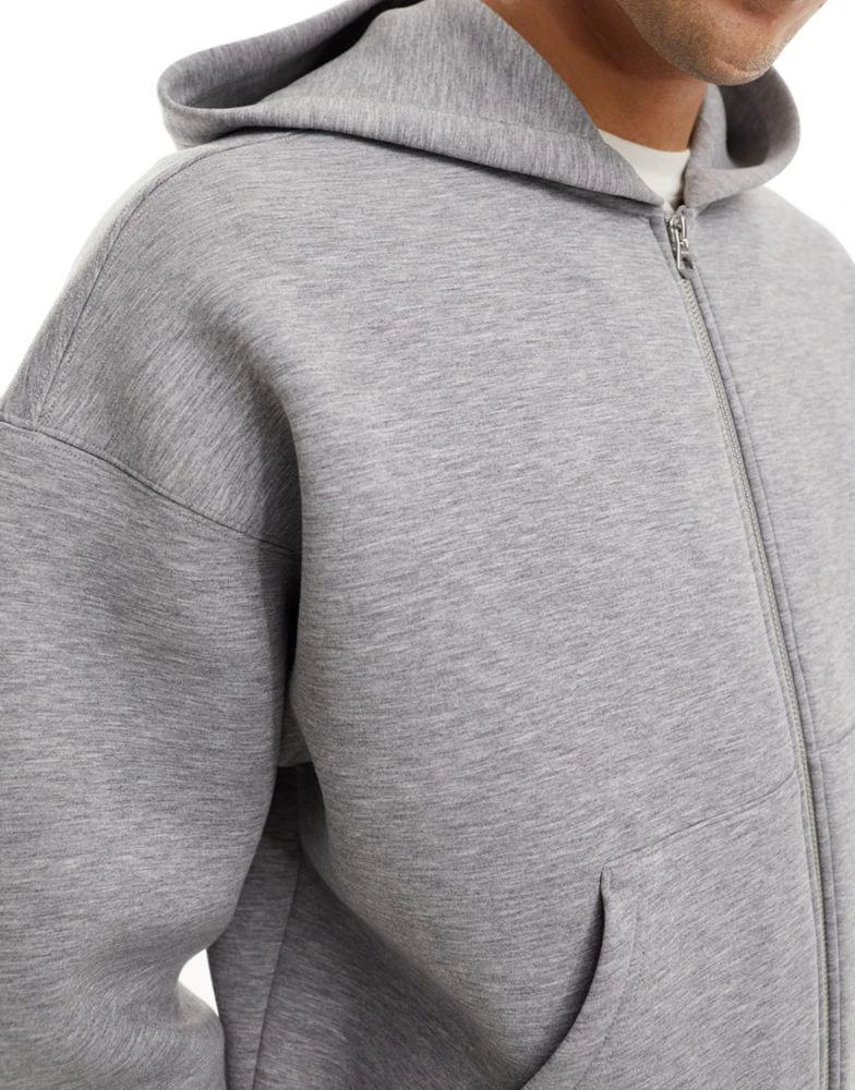 Weekday Weekday Simon scuba zip through hoodie in grey melange 4
