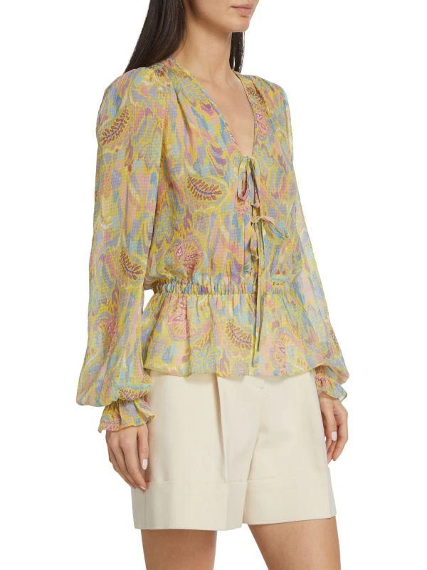 Ramy Brook Evie Printed Tie Front Blouse 3