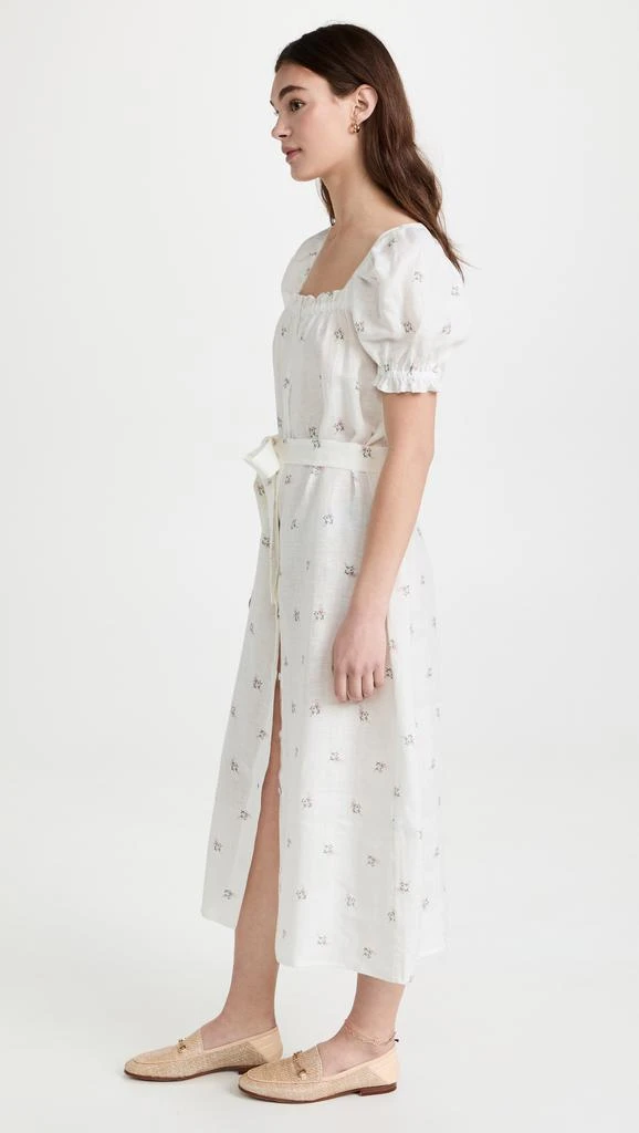 Sleeper Brigitte Midi Linen Dress in Bouquets 3
