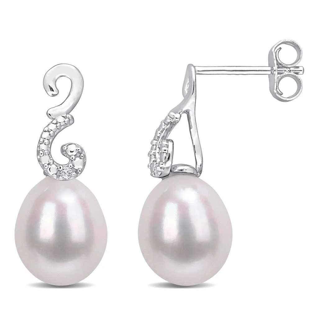 Mimi 
Max 8-8.5mm Cultured Freshwater Pearl Diamond Accent Peacock Earrings Sterling Silver