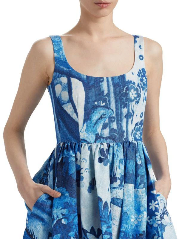 Erdem Abstract Cotton-Blend Fit-And-Flare Midi-Dress 4