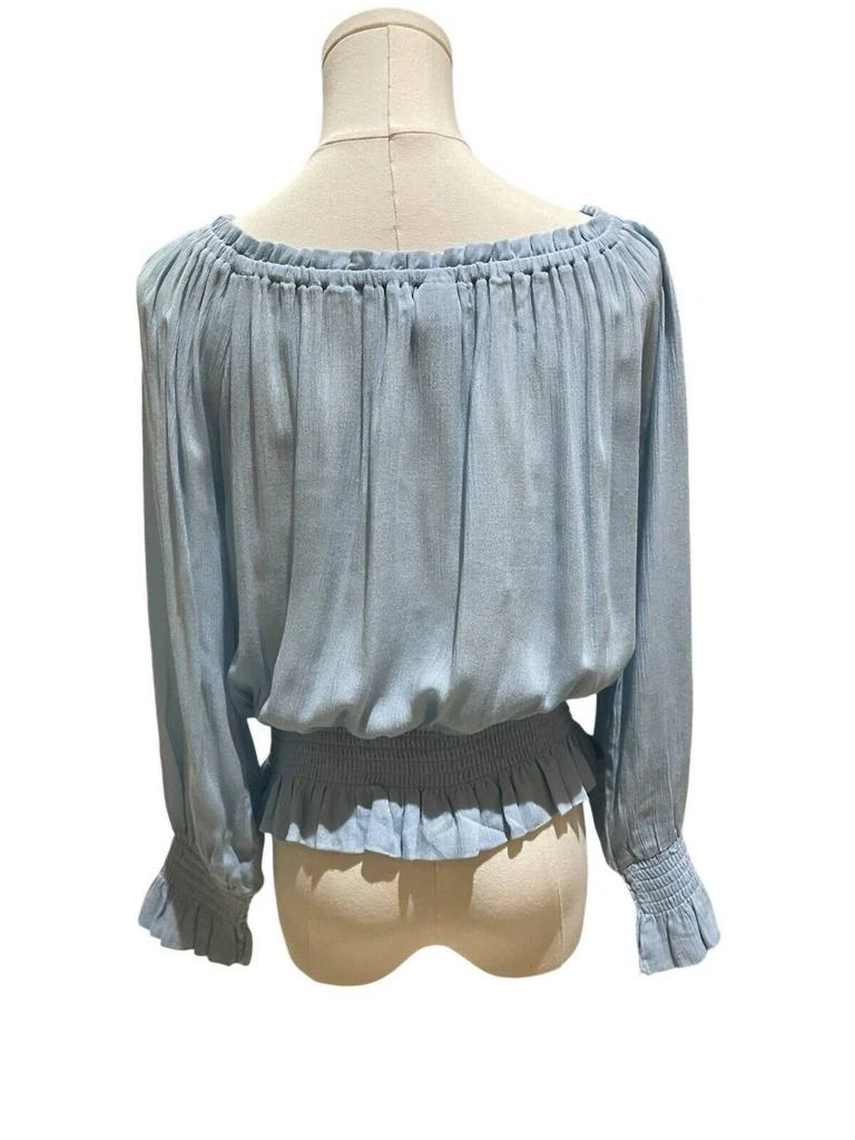 Planet Gold Peasant Blouse Long Sleeve Boho Crochet Top In Blue 4