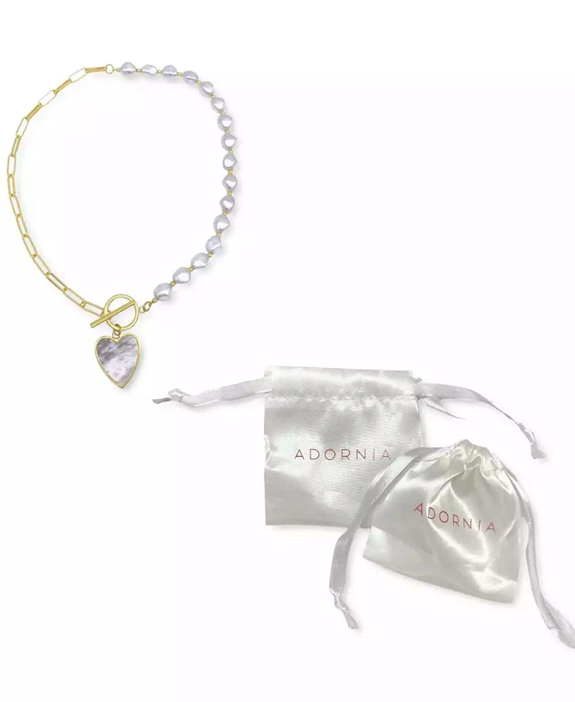 ADORNIA Imitation Pearl and Chain Heart Toggle Necklace 4