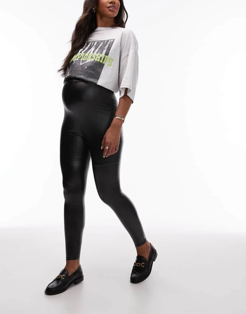 Topshop Maternity Topshop Maternity faux leather legging in black 1