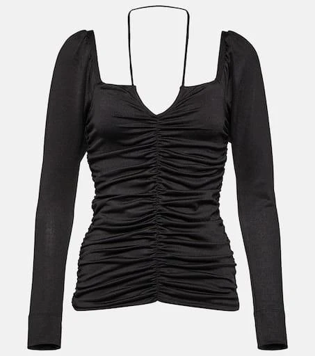 Ganni Ruched jersey top 1