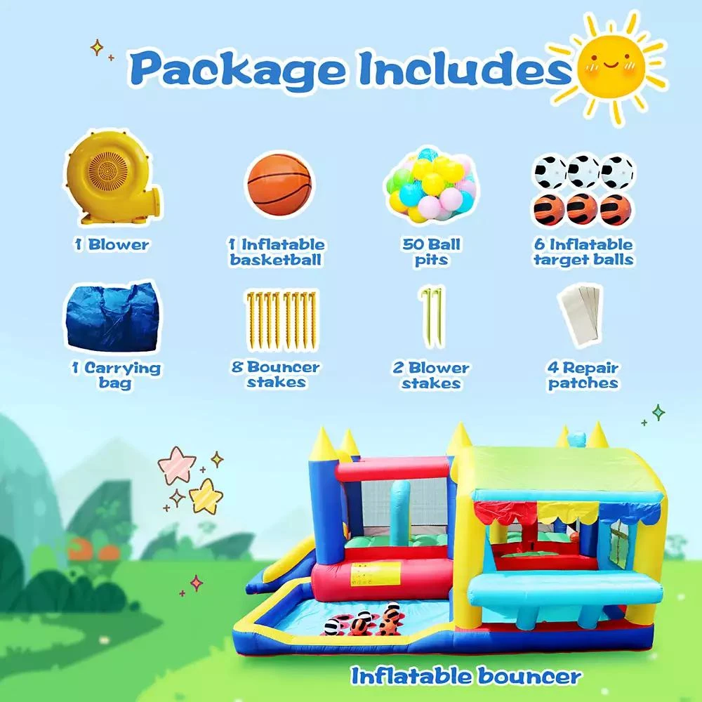 Streamdale Furniture 7-in-1 Inflatable Bouncy House with Ball Pit 5