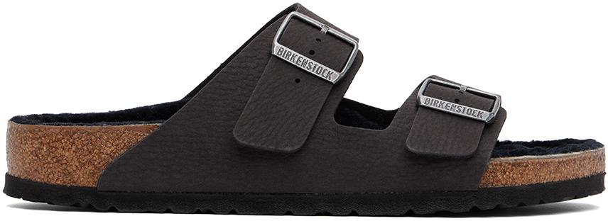 サンダル Birkenstock Shinjuku Black Leather And Textile Slipper Shinjuku Leather-Textile Black | BIRKENSTOCK