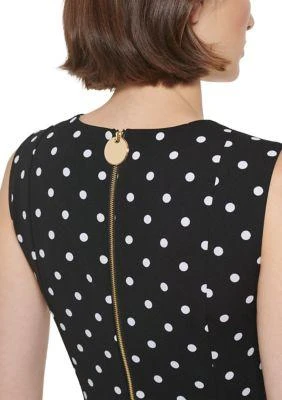 Calvin Klein Klein Womens Sleeveless Round Neck Dot Print Fit Flare Dress 4