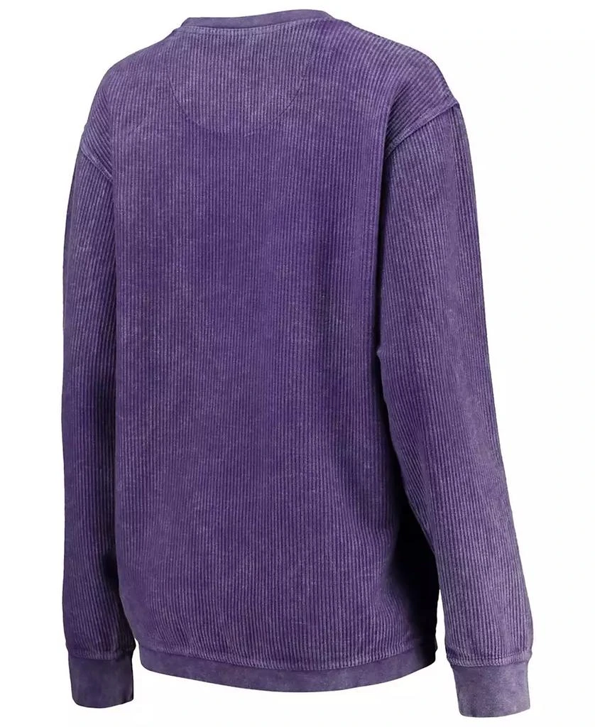 Pressbox Women's Purple LSU Tigers Comfy Cord Vintage-Like Wash Basic Arch Pullover Sweatshirt 2