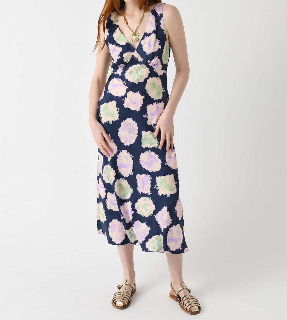 Kitri Claire Slip Dress In Navy Pasture Print