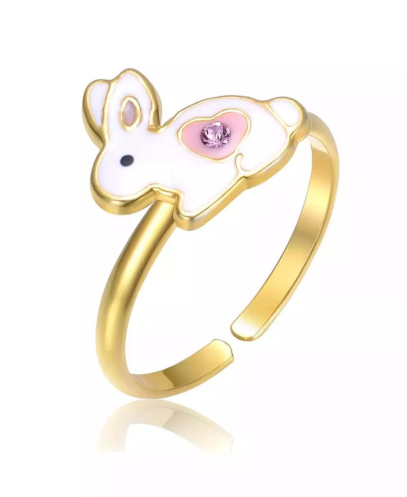 GiGiGirl 14k Gold Plated with pink 
white Bunny Rabbit Adjustable Ring