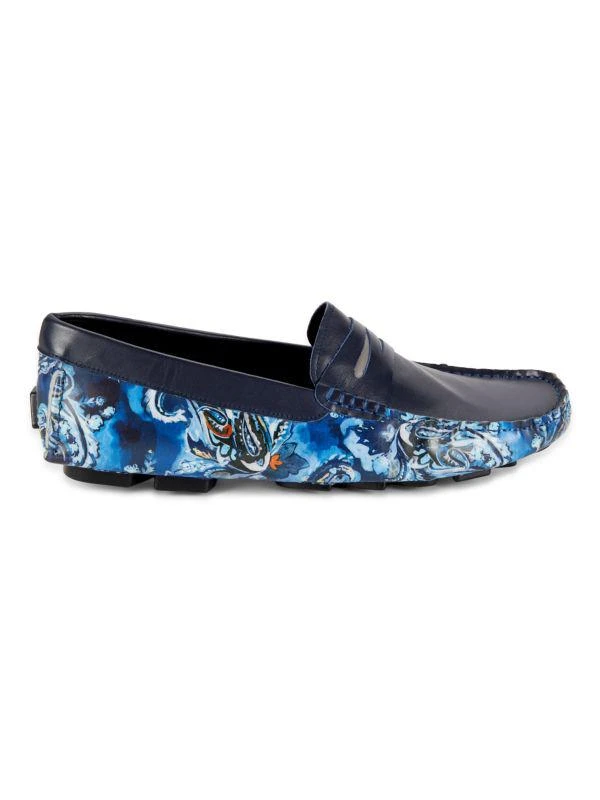 Robert Graham Fantoni Paisley Leather Penny Loafers 1
