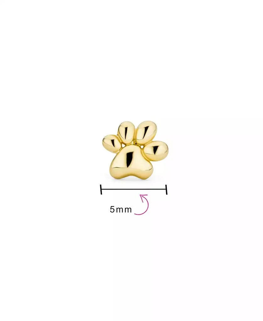 Bling Jewelry Tiny BFF Animal Pet Paw Print Cartilage Ear Lobe Piercing 1 Piece Stud Earring 14K Yellow Gold Screw back 3