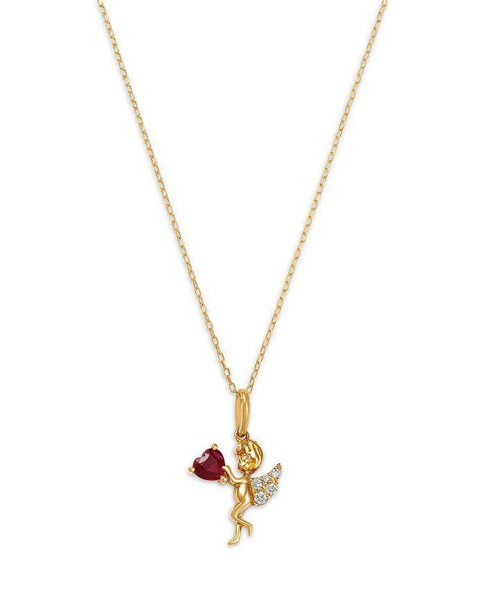 Bloomingdale
s Fine Collection Ruby 
Diamond Cupid Heart Pendant Necklace in 14K Yellow Gold, 18"