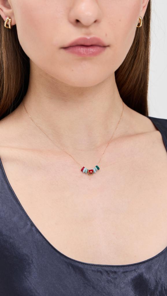 Adina Reyter 14k Bead Party Pave Heart Necklace