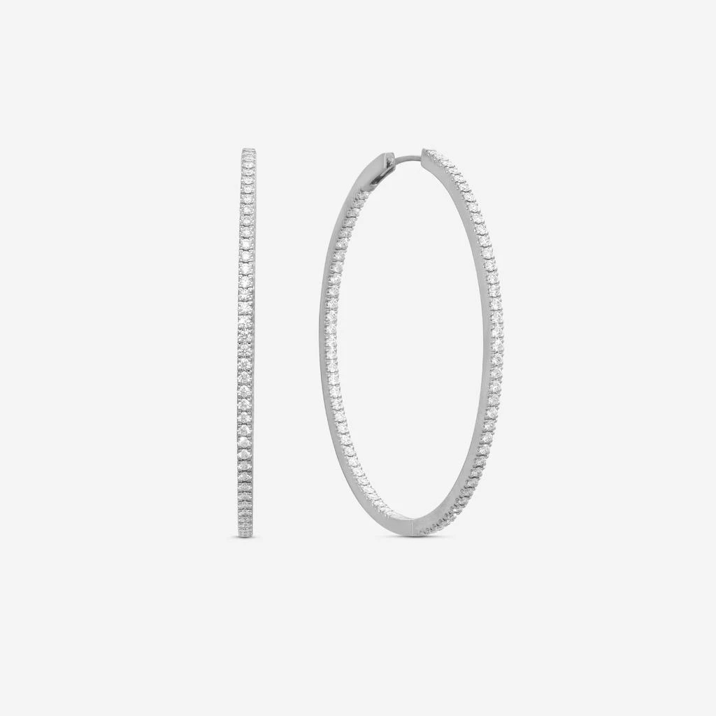 Mémoire Mémoire 18K White Gold Diamond Oval Hoop Earrings CHHO223