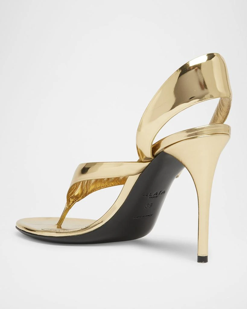 Alaia Tong Metallic Leather Sandals 4