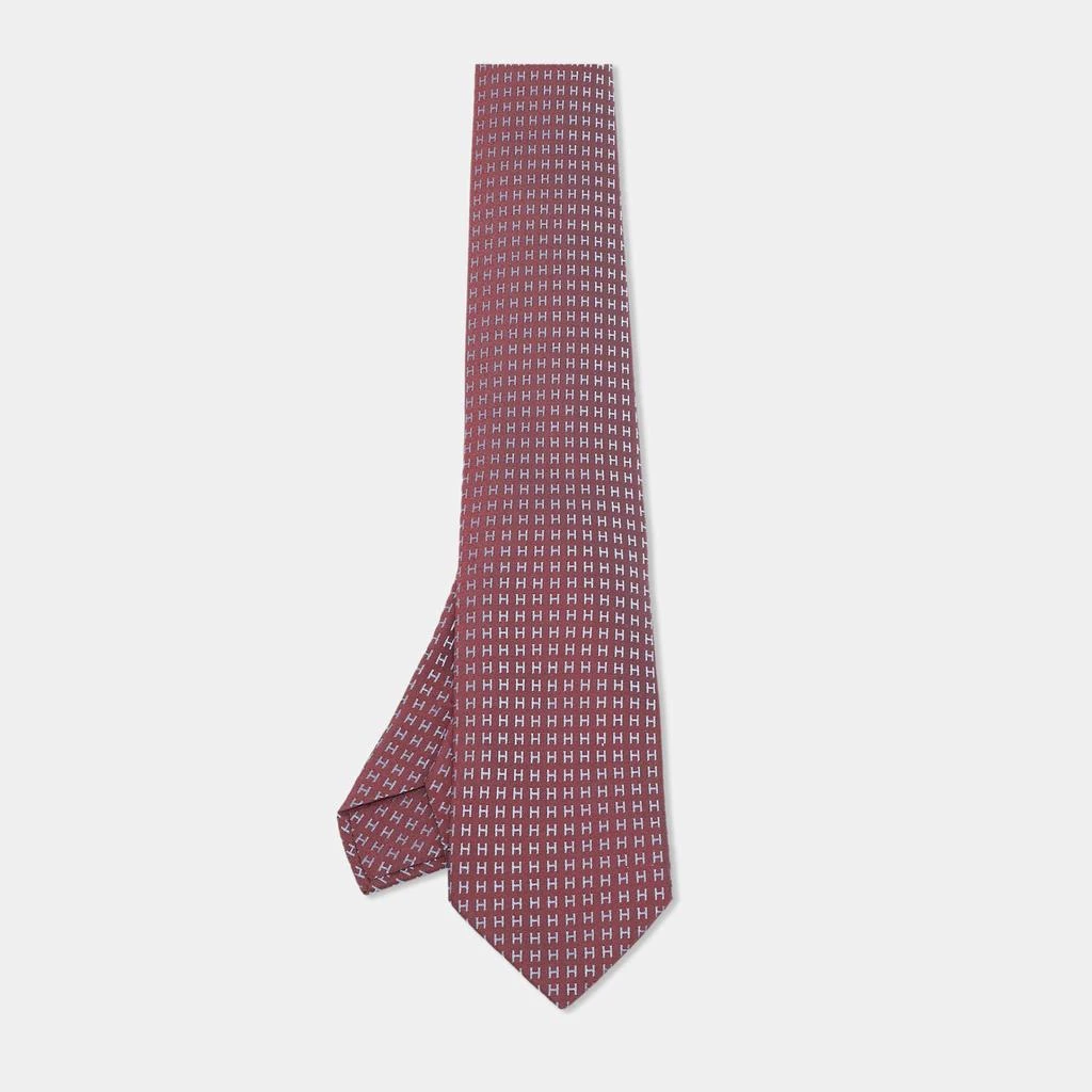 Hermes Hermes Burgundy Silk Faconnee H Bicolore Tie 1