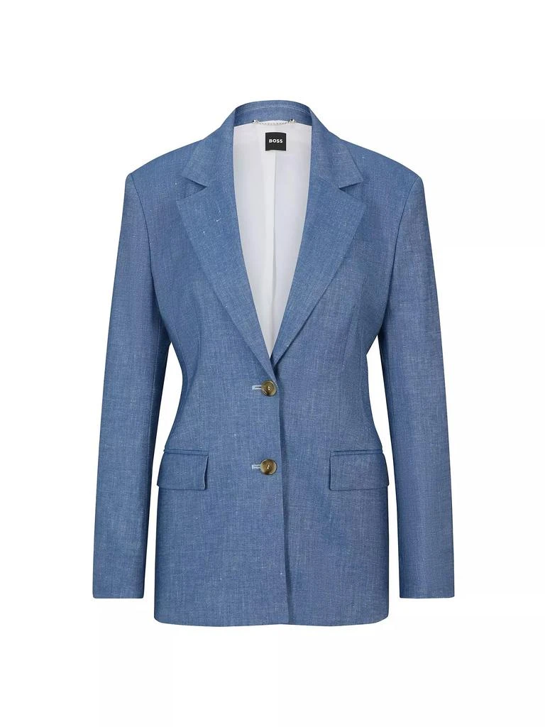 Hugo Boss Single-Breasted Jacket in Linen, Cotton and Stretch 2