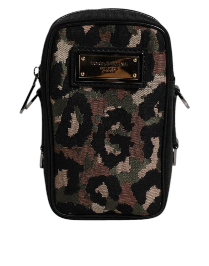 Dolce & Gabbana multi Leopard Jacquard Logo Plaque Neck Strap Men's Bag