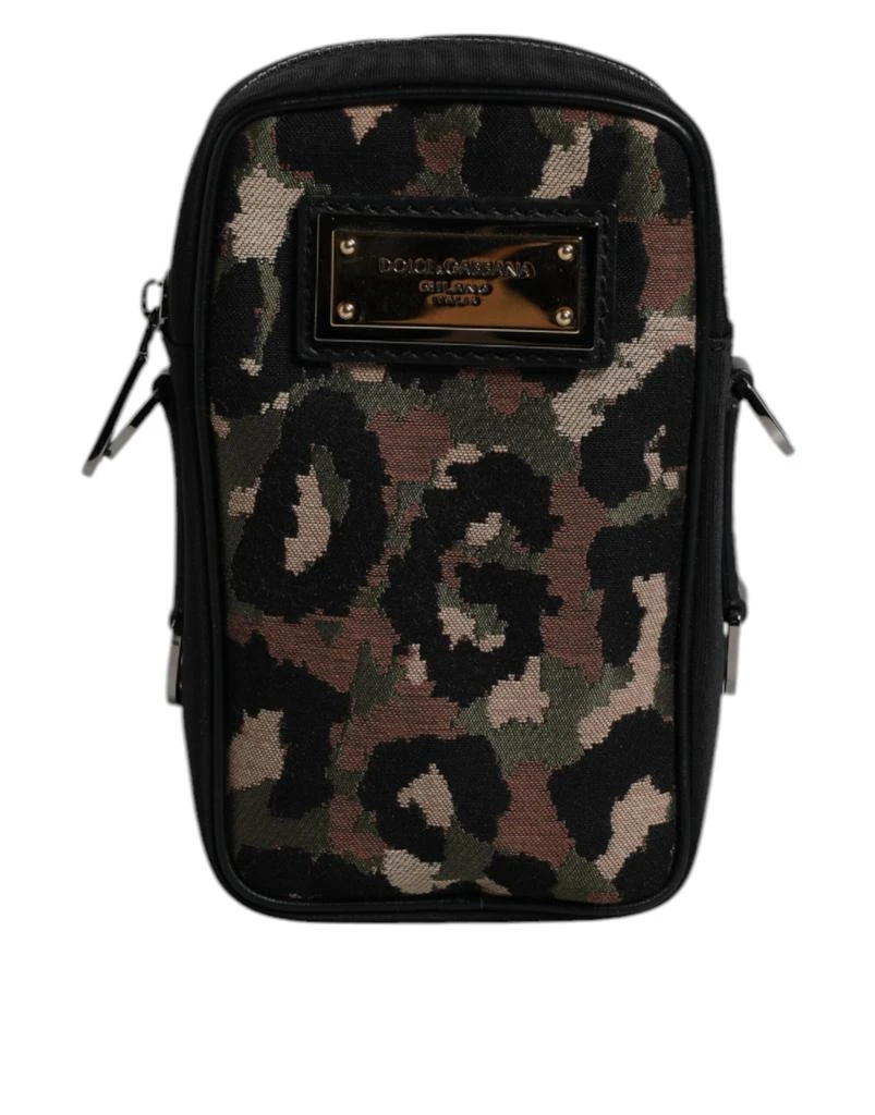 Dolce & Gabbana multi Leopard Jacquard Logo Plaque Neck Strap Men's Bag 1