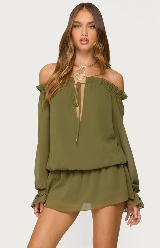 Edikted Delphine Off Shoulder Chiffon Romper 1