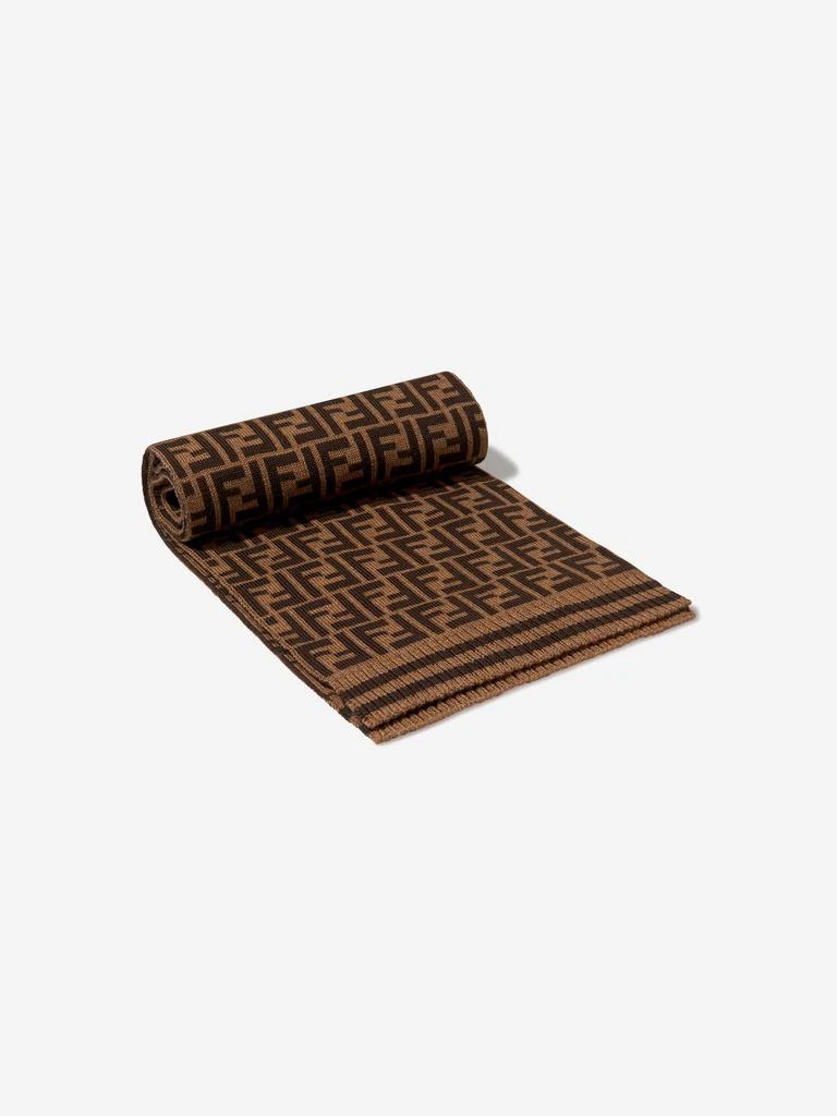 Fendi Fendi Kids Wool Logo Scarf in Brown 1