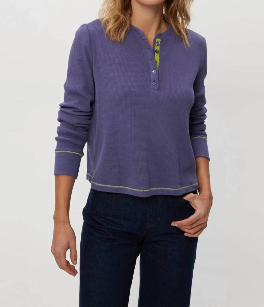 Michael Stars Lina Thermal Henley Tee In Moonlit 1