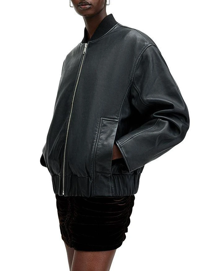 ALL SAINTS Yara Lea Leather Bomber Jacket 4