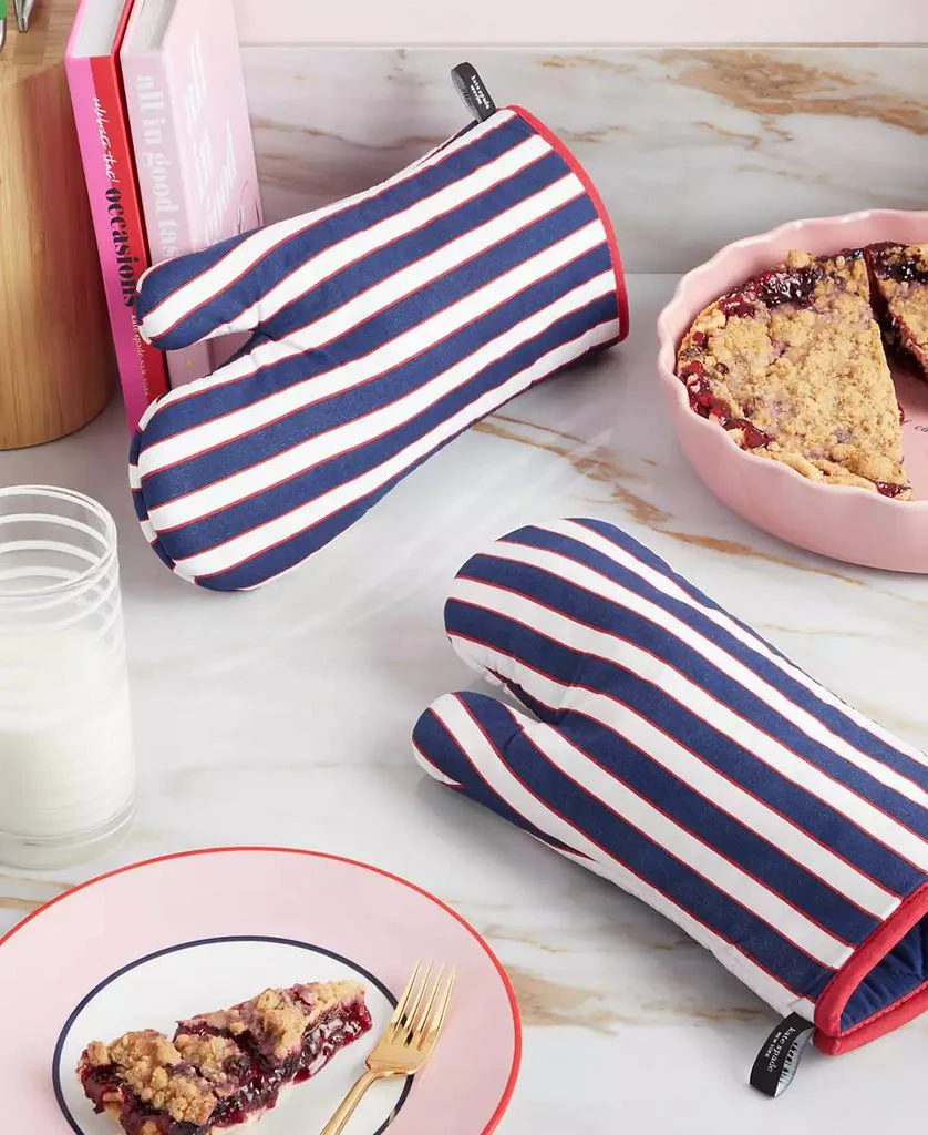 Kate Spade Botanical Stripe Oven Mitt 2-Pack Set, 7" x 13" 17