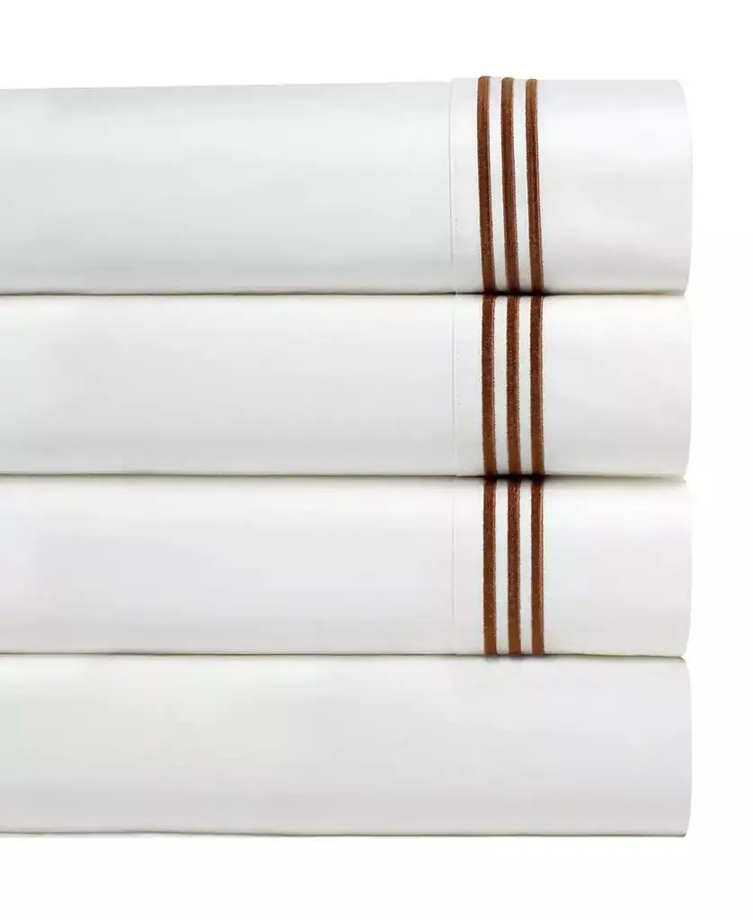 Pointehaven 300 Thread Count Embroidered Cotton Oversized Percale Sheet Set, Queen