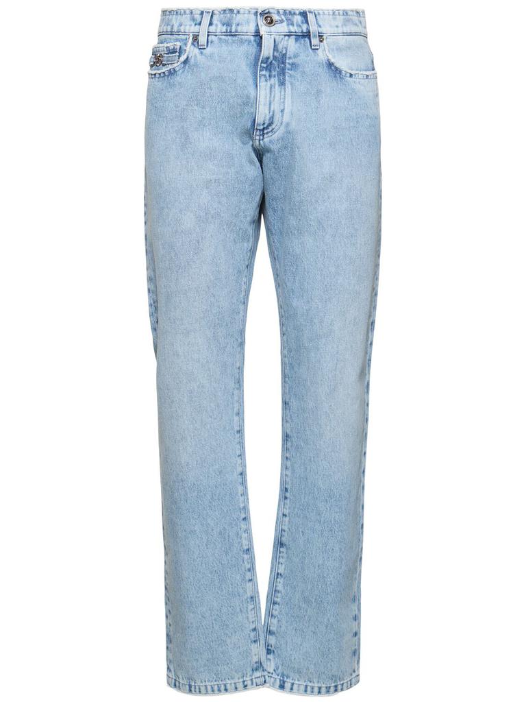 VERSACE Stonewashed Denim Straight Jeans