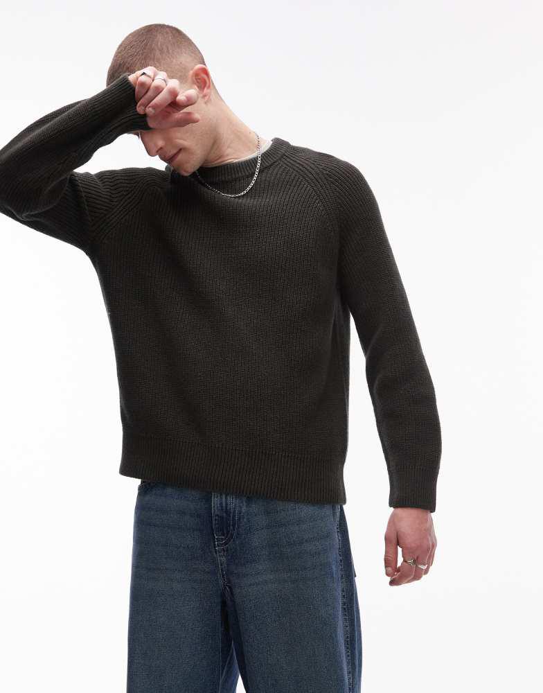 ARKET ARKET linen blend knitted sweater in dark green