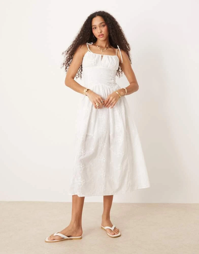 knee length dresses for ladies Ivory Cotton Milkmaid Dress